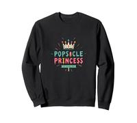 Popsicle Princess: Stay Cool, Rule Sweet Summer Crown Sweatshirt, Adult Unisex, Black, S