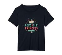Popsicle Princess: Stay Cool, Rule Sweet Summer Crown T-Shirt, Women's Plus, Black, 6X