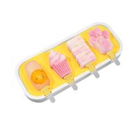 Popsicle Silicone Molds Cute Shapes Ice Cream Molds with Lids and Sticks Reusable Homemade Frozen Treats Maker for Cake Pop, Ice Pop, Cakesicles (Yellow)
