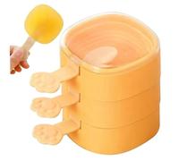 Popsicles Molds with Sticks ＆ Lid 3 Layers Stackable Ice Popsicle Molds BPA Free Silicone Popsicle Molds Reusable DIY Popsicle Maker for Hot Summer Orange Ice Lolly Ice Cream Moulds