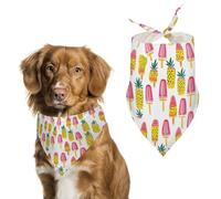 Popsicles Watermelon Pineapple Triangle Dog Bandana Adjustable Pet Bibs Summer Washable Scarf for Small Medium Large Pets