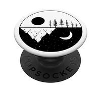 PopSockets All Black Mountains Trees Forest Sun Moon Stars Night Sky PopSockets PopGrip: Swappable Grip for Phones & Tablets