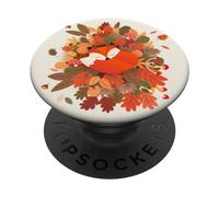 PopSockets Autumn Fox - Fall Fox Sleeping on Leaves PopSockets PopGrip: Swappable Grip for Phones & Tablets