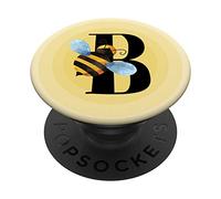 PopSockets Bee Bumblebee Honeybee Personalized Gift Monogram Letter B PopSockets PopGrip: Swappable Grip for Phones & Tablets