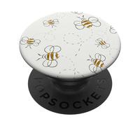 PopSockets Bee Pattern on White Bumblebees Flying Gift PopSockets PopGrip: Swappable Grip for Phones & Tablets