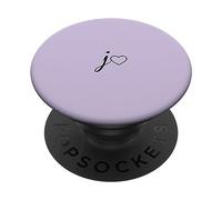 PopSockets Black Initial Letter J Heart Minimalist Light Pastel Purple PopSockets Swappable PopGrip