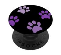 PopSockets Black Paws Design Phone Pop Up Holder Cute Purple Paw Print PopSockets PopGrip: Swappable Grip for Phones & Tablets