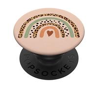 PopSockets Boho Leopard Rainbow Bohemian Valentines Day Heart Gift PopSockets Swappable PopGrip