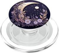 PopSockets Boho Moon And Wildflowers PopGrip for MagSafe, Clear, Floral Pattern, Compatible with iPhone 12, 13, 14 Series