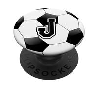 PopSockets Boys Soccer Ball Letter J Monogram Football Coach Gift PopSockets PopGrip: Swappable Grip for Phones & Tablets