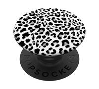 PopSockets Cell Phone Button Pop Out Holder Black & White Leopard Print PopSockets PopGrip: Swappable Grip for Phones & Tablets