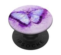 PopSockets Cell Phone Button Pop Out Holder Purple Butterfly Design PopSockets PopGrip: Swappable Grip for Phones & Tablets