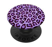 PopSockets Cell Phone Button Pop Out Holder Violet Purple Leopard Print PopSockets PopGrip: Swappable Grip for Phones & Tablets