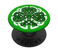 PopSockets Celtic Green Shamrock with White Knot for Celtic Lovers Kids PopSockets Swappable PopGrip