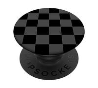 PopSockets Checkered black and grey design checker print for Women men PopSockets Swappable PopGrip