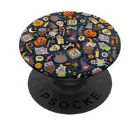 PopSockets Chic Trendy Cute Doodles Halloween Pattern Spooky Wallpaper PopSockets PopGrip: Swappable Grip for Phones & Tablets