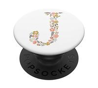 PopSockets Cute Floral Initial Letter J Monogram on White PS20010 PopSockets PopGrip: Swappable Grip for Phones & Tablets