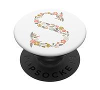 PopSockets Cute Floral Initial Letter S Monogram on White PS20018 PopSockets PopGrip: Swappable Grip for Phones & Tablets