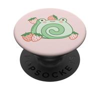 PopSockets Cute Frog Strawberry Cake Kawaii Aesthetic Pink PopSockets Swappable PopGrip