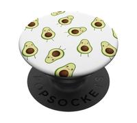 PopSockets Cute Kawaii Smiling Avocado Fruit Pattern - White PopSockets PopGrip: Swappable Grip for Phones & Tablets