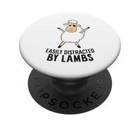 PopSockets Cute Lambs Easily Distracted By Lambs Funny Lamb Love Sheep PopSockets Swappable PopGrip