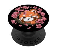 PopSockets Cute Red Panda and Japanese Sakura Cherry Blossom PopSockets PopGrip: Swappable Grip for Phones & Tablets