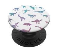 PopSockets Dinosaur Pattern Blue And Pink Watercolor White Background PopSockets Swappable PopGrip