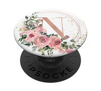 PopSockets Dusty Rose Pink Roses Flowers Personalized Gift Letter N PopSockets PopGrip: Swappable Grip for Phones & Tablets