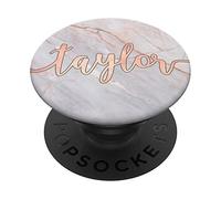 PopSockets First Name Taylor in Rose Pink Cursive Script PACH292 PopSockets PopGrip: Swappable Grip for Phones & Tablets