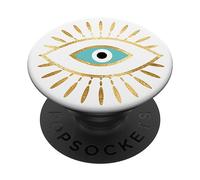 PopSockets Gold Lash and Teal Evil Eye Greek Mati PopSockets PopGrip: Swappable Grip for Phones & Tablets