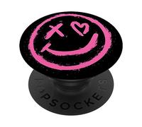 PopSockets Graffiti Happy Face Smile Adhesive PopGrip for Phones with Smooth, Hard, Plastic Cases - Black