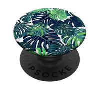 PopSockets Green Palm Monstera Deliciosa Plant Leaves Pattern PopSockets PopGrip: Swappable Grip for Phones & Tablets