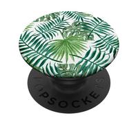 PopSockets Green Tropical Leaf Hawaiian Cell Phone Pop Out Button White PopSockets PopGrip: Swappable Grip for Phones & Tablets