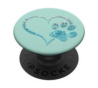 PopSockets Ice Light Blue Dog Paw Print Heart Love Green Mint PopSockets Swappable PopGrip
