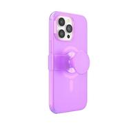 PopSockets iPhone 14 Pro Max Case with Phone Grip and Slide Compatible with MagSafe, Wireless Charging Compatible - Pink Translucent
