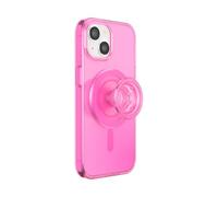 PopSockets iPhone 15 Case with Round Phone Grip Compatible with MagSafe, Phone Case for iPhone 15, Wireless Charging Compatible - Baeby Pink Translucent