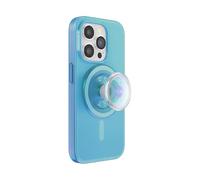 PopSockets iPhone 15 Pro Case with Phone Grip and Slide Compatible with MagSafe, Phone Case for iPhone 15 Pro, Wireless Charging Compatible - Opalescent Blue