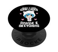 PopSockets Just a Girl Who Loves Anime And Sketching Funny Anime PopSockets Swappable PopGrip