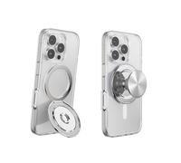 PopSockets Kick-Out Grip for MagSafe, Phone Grip with Built-in Phone Stand, Adjustable Kickstand for Portrait or Landscape, Strong Magnetic Hold, Wireless Charging Compatible - Silver