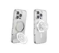 PopSockets Kick-Out Grip for MagSafe, Phone Grip with Built-in Phone Stand, Adjustable Kickstand for Portrait or Landscape, Strong Magnetic Hold, Wireless Charging Compatible - Clear