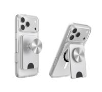 PopSockets Kick-Out Wallet for MagSafe, Kickstand- Silver Radial