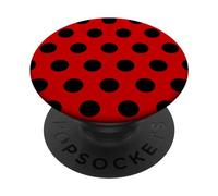 PopSockets Ladybug Ladybird Beetle Pattern Red and Black Polka Dot PopSockets Swappable PopGrip