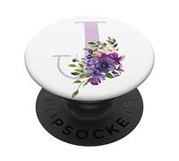 PopSockets Lilac Purple Pink Floral Flowers Personalized Gift Letter J PopSockets PopGrip: Swappable Grip for Phones & Tablets