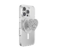 PopSockets MagSafe Phone Grip with Kickstand, Magnetic Stand, Interchangeable Top, Secure Grip for iPhone MagSafe Cases, Phone and Tablet Grip - Confetti Heart Silver Sizzle