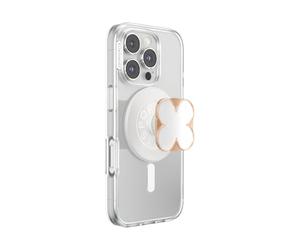 PopSockets MagSafe Phone Grip with Kickstand, Magnetic Stand, Interchangeable Top, Secure Grip for iPhone MagSafe Cases, Phone and Tablet Grip - Enamel Clover Rose Gold