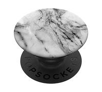 PopSockets Marble-Effect White And Black - Marbled Design PopSockets PopGrip: Swappable Grip for Phones & Tablets