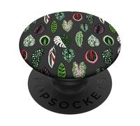 PopSockets NEW Tropic Plant Leaves Calathea Varigatea Monstera Grey PopSockets PopGrip: Swappable Grip for Phones & Tablets