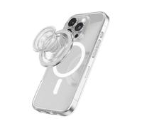 PopSockets Round Phone Grip Compatible with MagSafe, Adapter Ring Included, Phone Holder, Wireless Charging Compatible - Clear Glitter