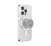 PopSockets Phone Grip for MagSafe with Kickstand, Magnetic Stand, Swappable Top, Secure Hold for iPhone MagSafe Cases, Phone & Tablet Grip - Enamel Silver Mandala
