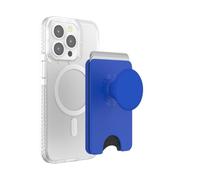 PopSockets Phone Wallet with Expanding Grip, Phone Card Holder, Wireless Charging Compatible, Wallet Compatible with MagSafe, Into the Woods - Cobalt